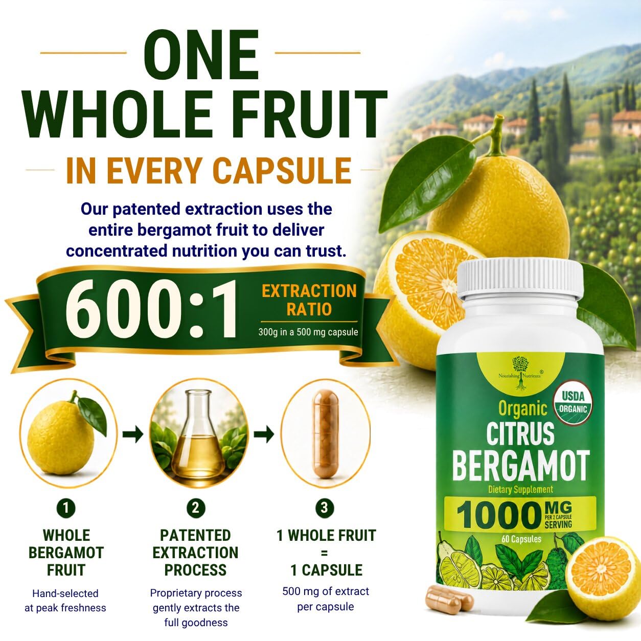Nourishing Nutrients frutas de bergamota italiana para origen y autenticidad