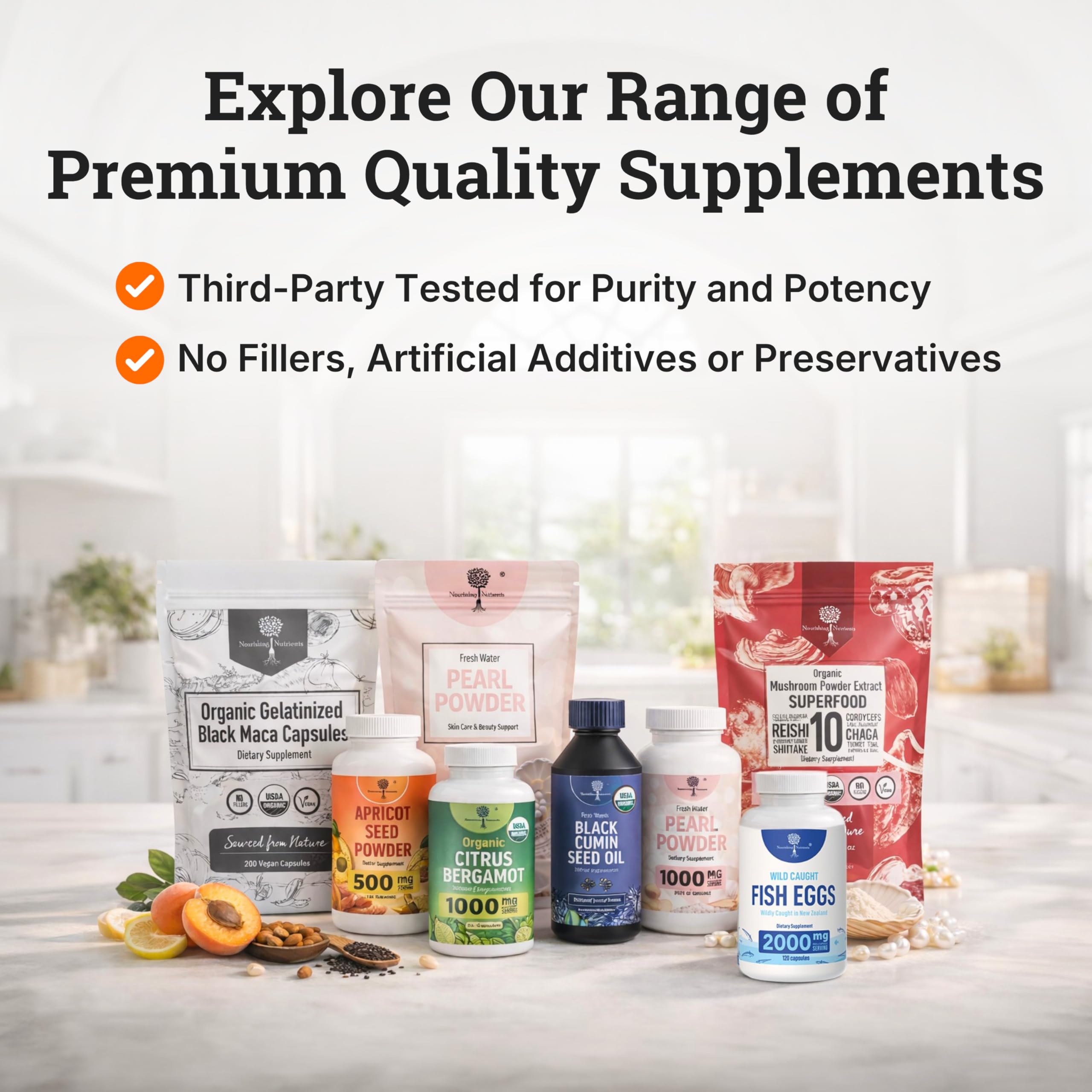 Nourishing Nutrients frasco en cocina moderna, integración en estilo de vida activo