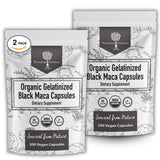 Nourishing Nutrients frasco frontal de maca negra orgánica mostrando pureza