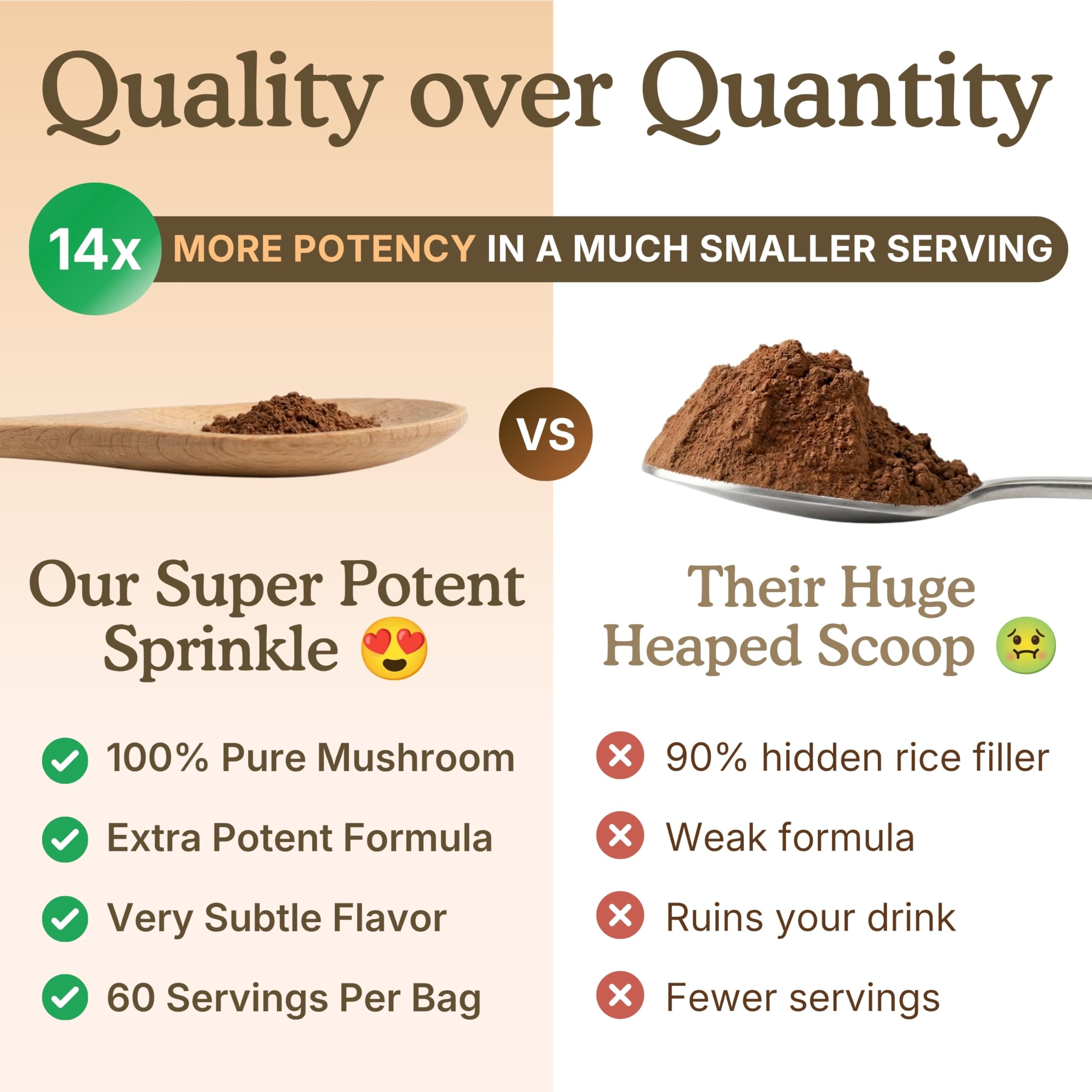 Nourishing Nutrients bolsa junto a taza para mostrar tamaño y porciones