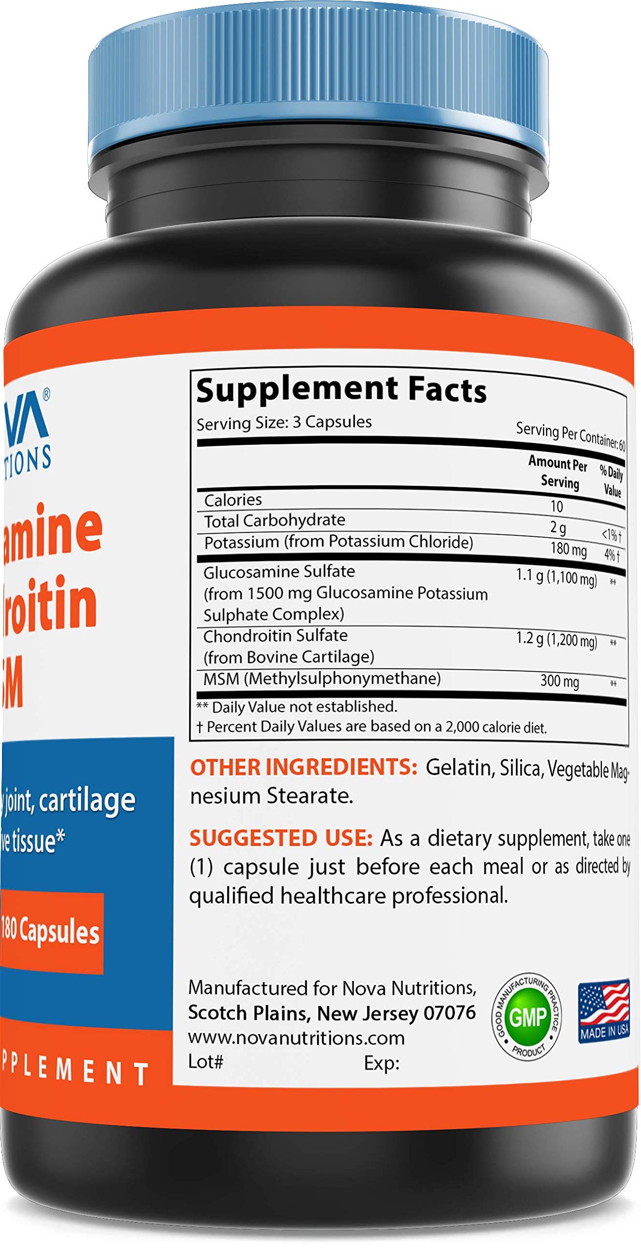 Nova Nutritions frasco en mano para comparar tamaño y cantidad útil