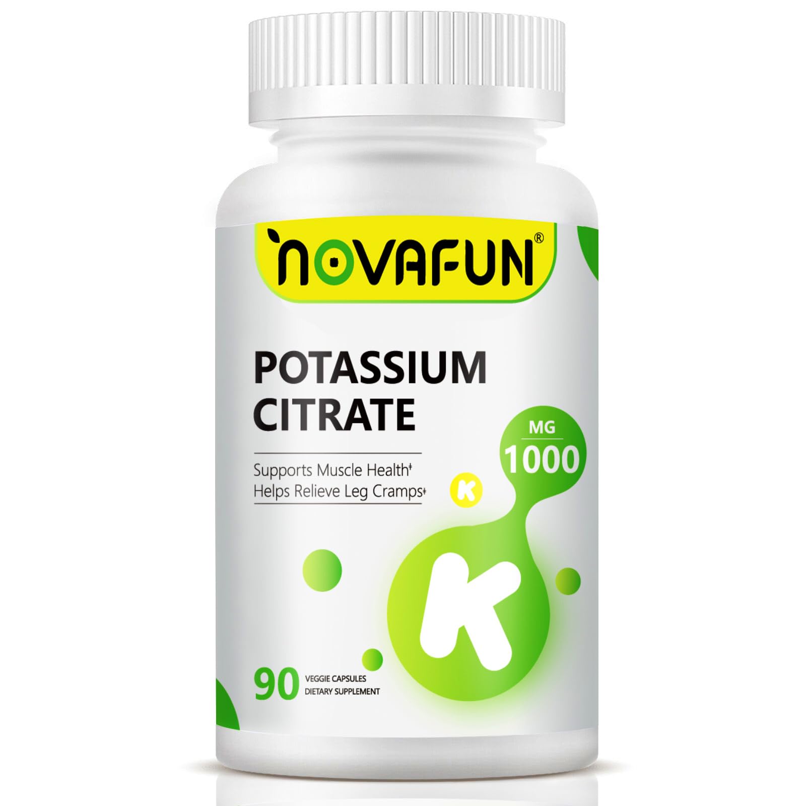 Novafun frasco frontal mostrando 90 cápsulas y beneficios claros