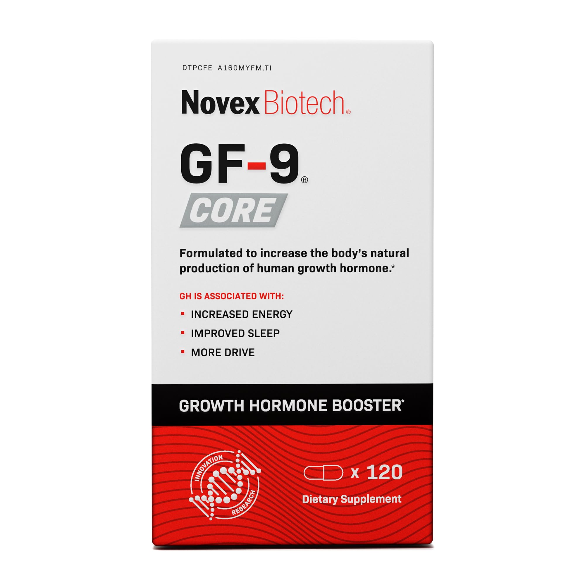 Novex Biotech GF-9 Core botella frontal mostrando etiqueta y beneficio claro