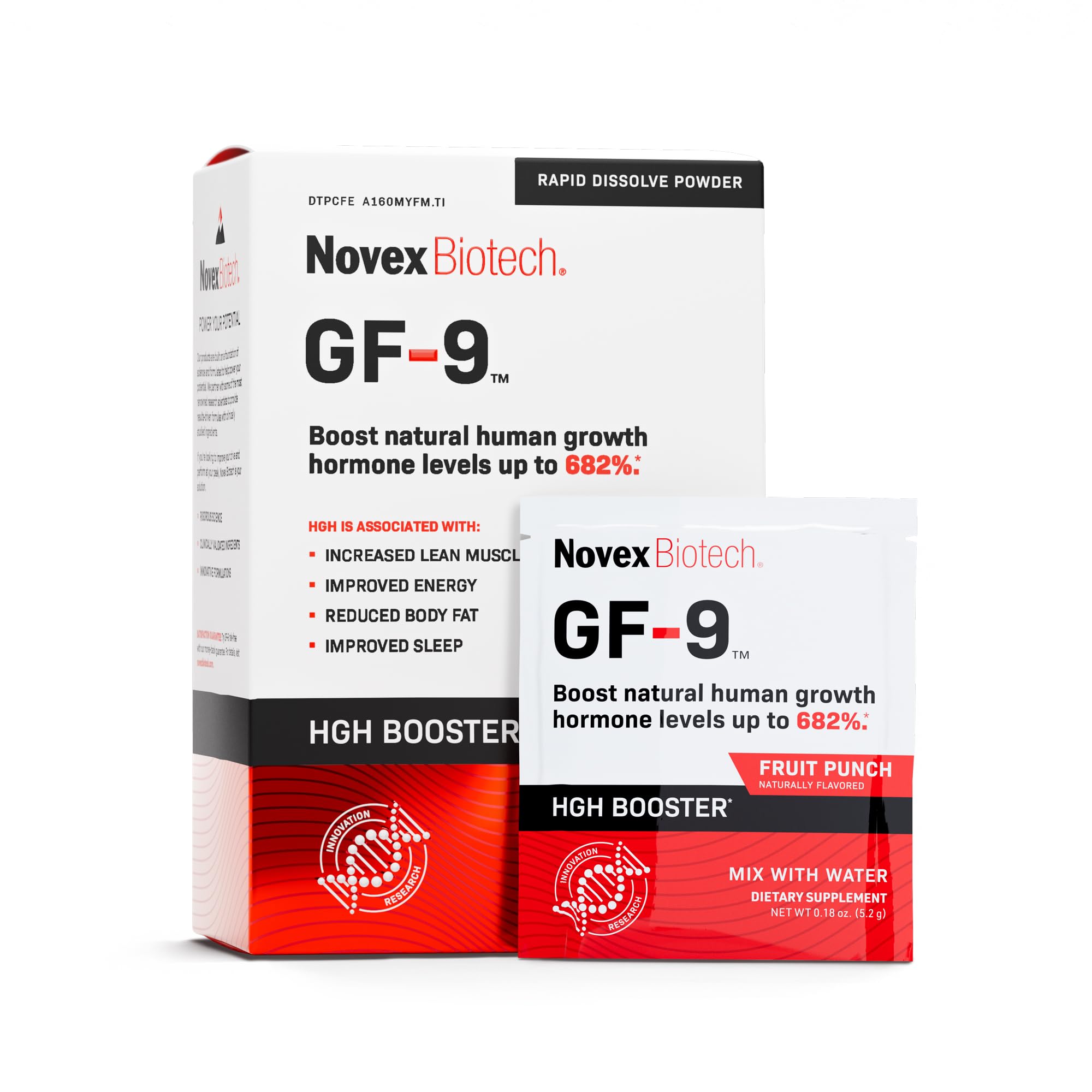 Novex Biotech empaque frontal con sobres, presenta dosificación práctica