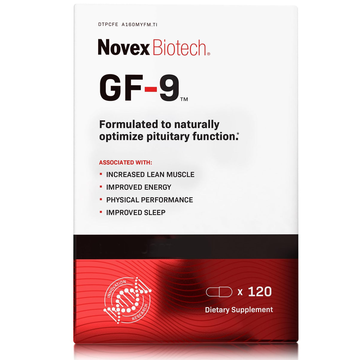 Novex Biotech GF-9 frente del envase mostrando fórmula patentada y confianza