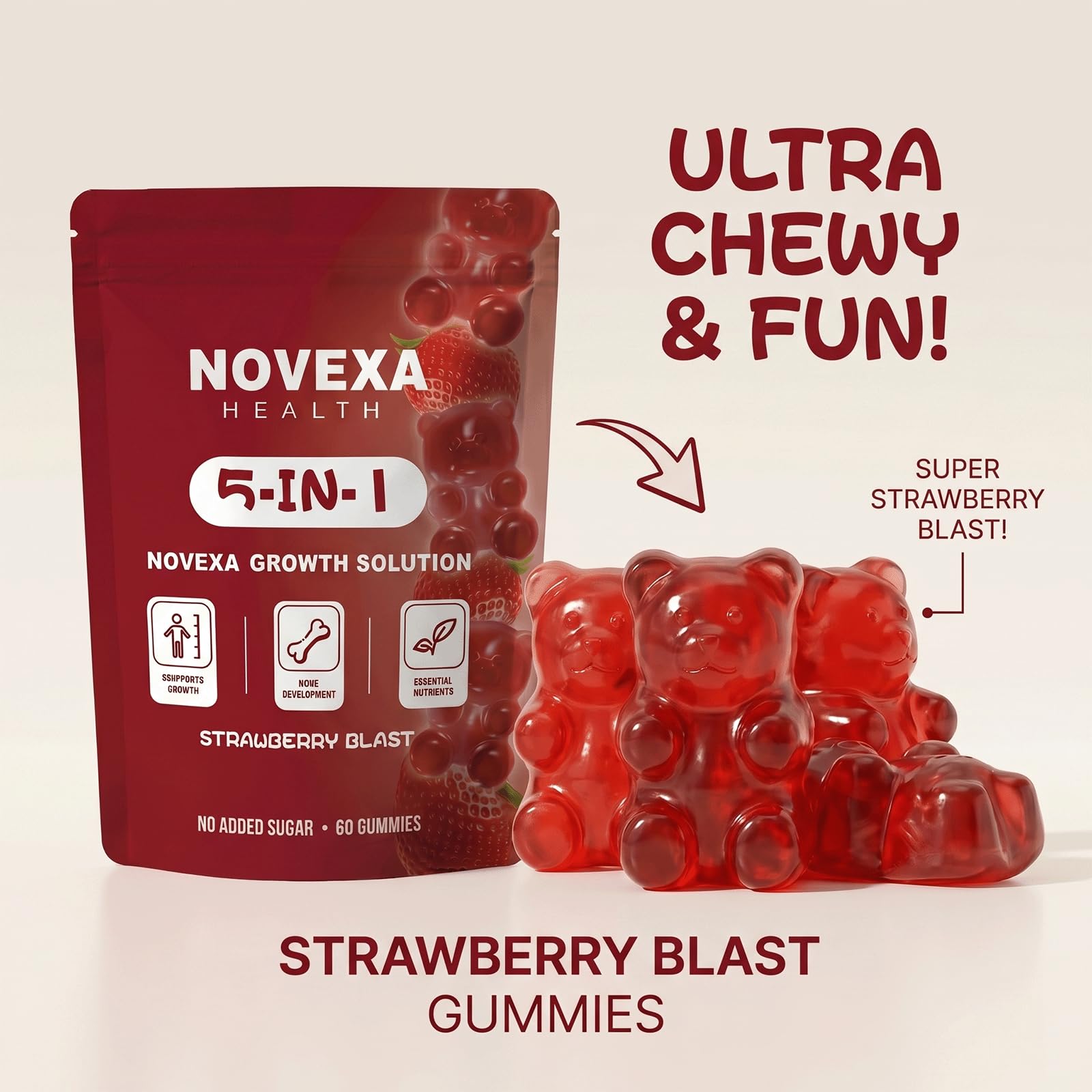 Novexa Health frasco en encimera de cocina, integración en rutina diaria