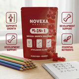 Novexa Health frasco abierto con gominolas visibles, facilidad de uso