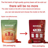 Novexa Health detalle de una gominola fresa, textura atractiva y sabor