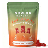 Novexa Health frasco frontal que muestra 60 gominolas y sello sin gluten