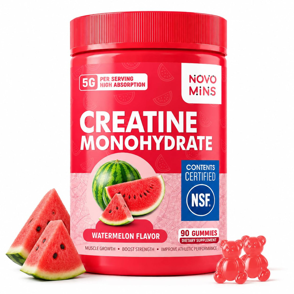 Novomins Nutrition frasco frontal mostrando el diseño y la cantidad 90 unidades