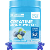 Novomins gominolas creatina frente mostrando envase y beneficios prácticos