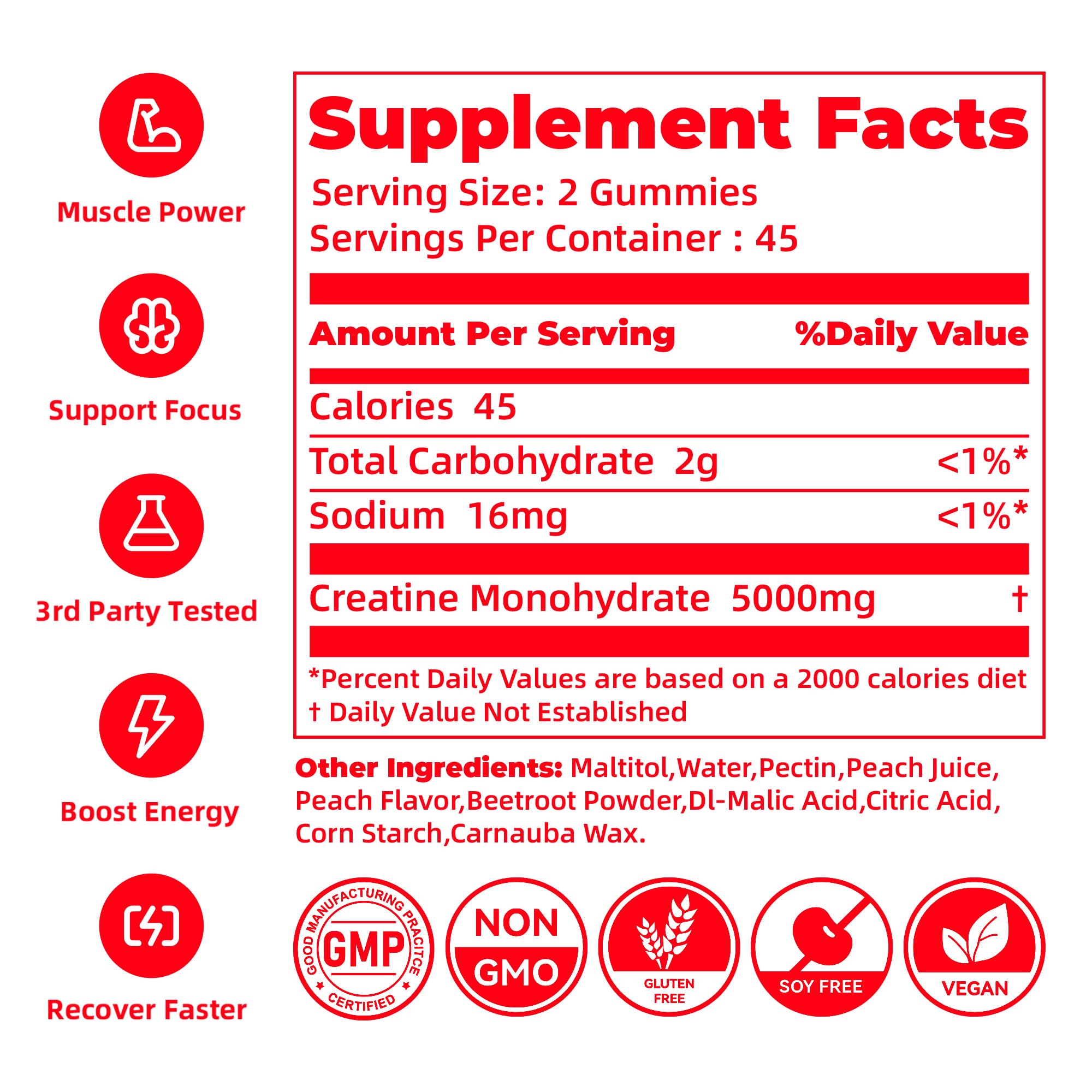 Novomins Nutrition gominola individual en foco, aporte de creatina claro