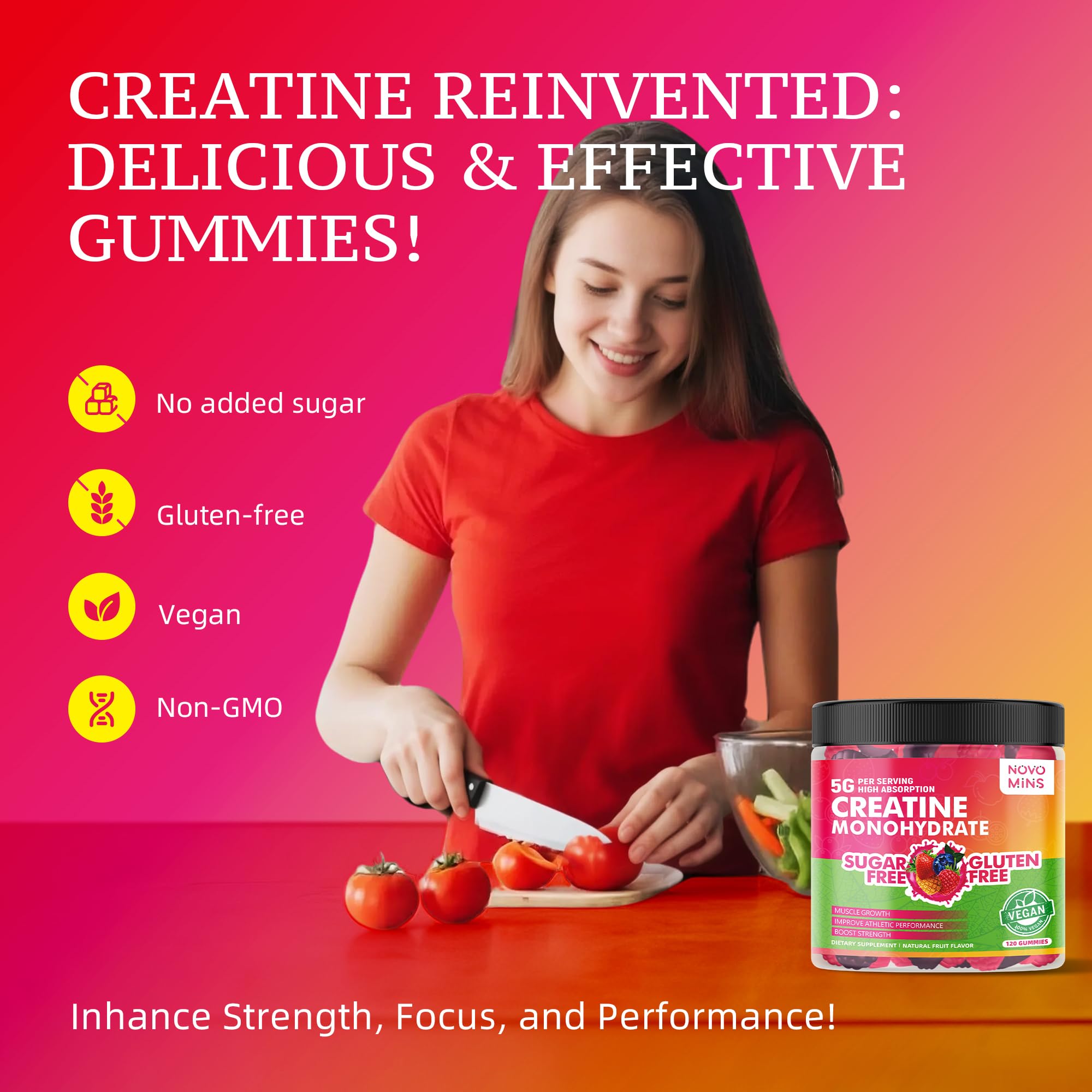Novomins lifestyle atleta tomando gomita resaltando comodidad y energía