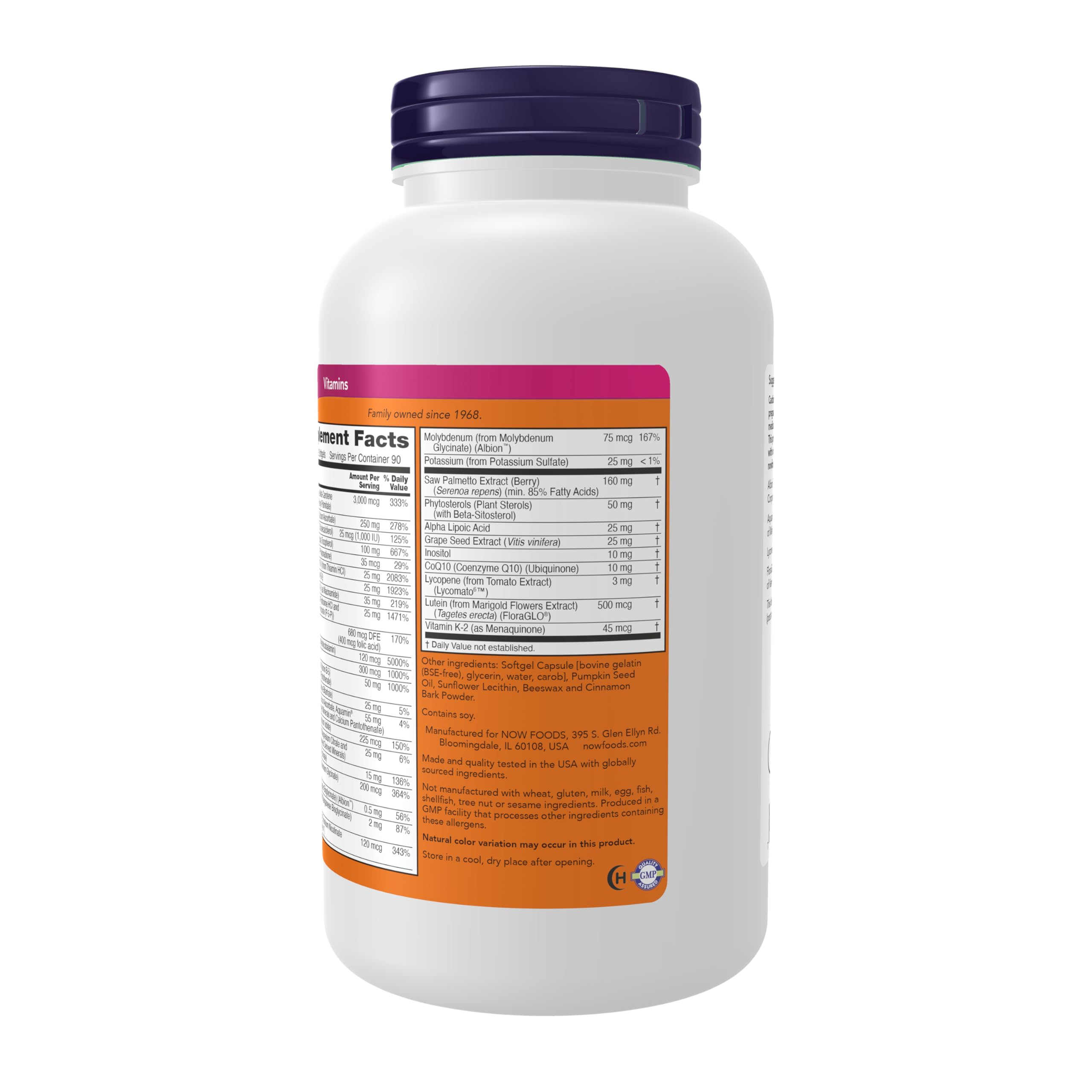 NOW Foods ADAM softgel junto a moneda para comparar tamaño y conveniencia