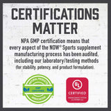NOW Foods etiqueta con información nutricional y certificación GMP visible y verificable