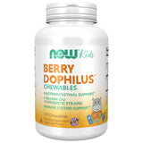 NOW Foods frasco frontal de BerryDophilus mostrando etiqueta y cantidad