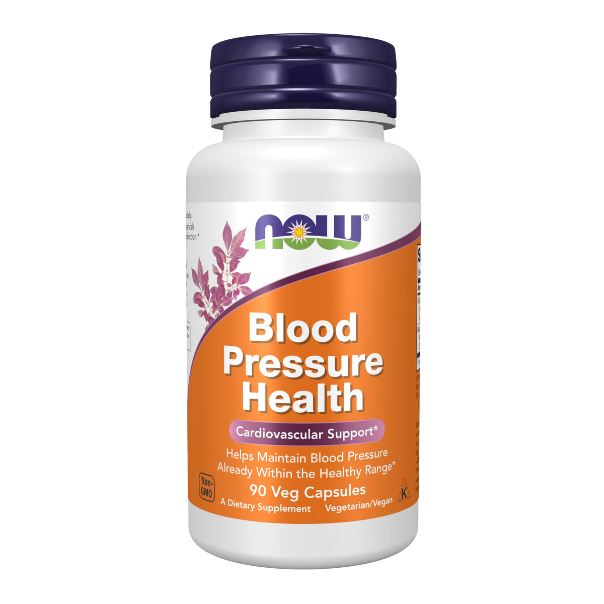 NOW Blood Pressure Health frontal del envase mostrando 90 cápsulas y etiquetado
