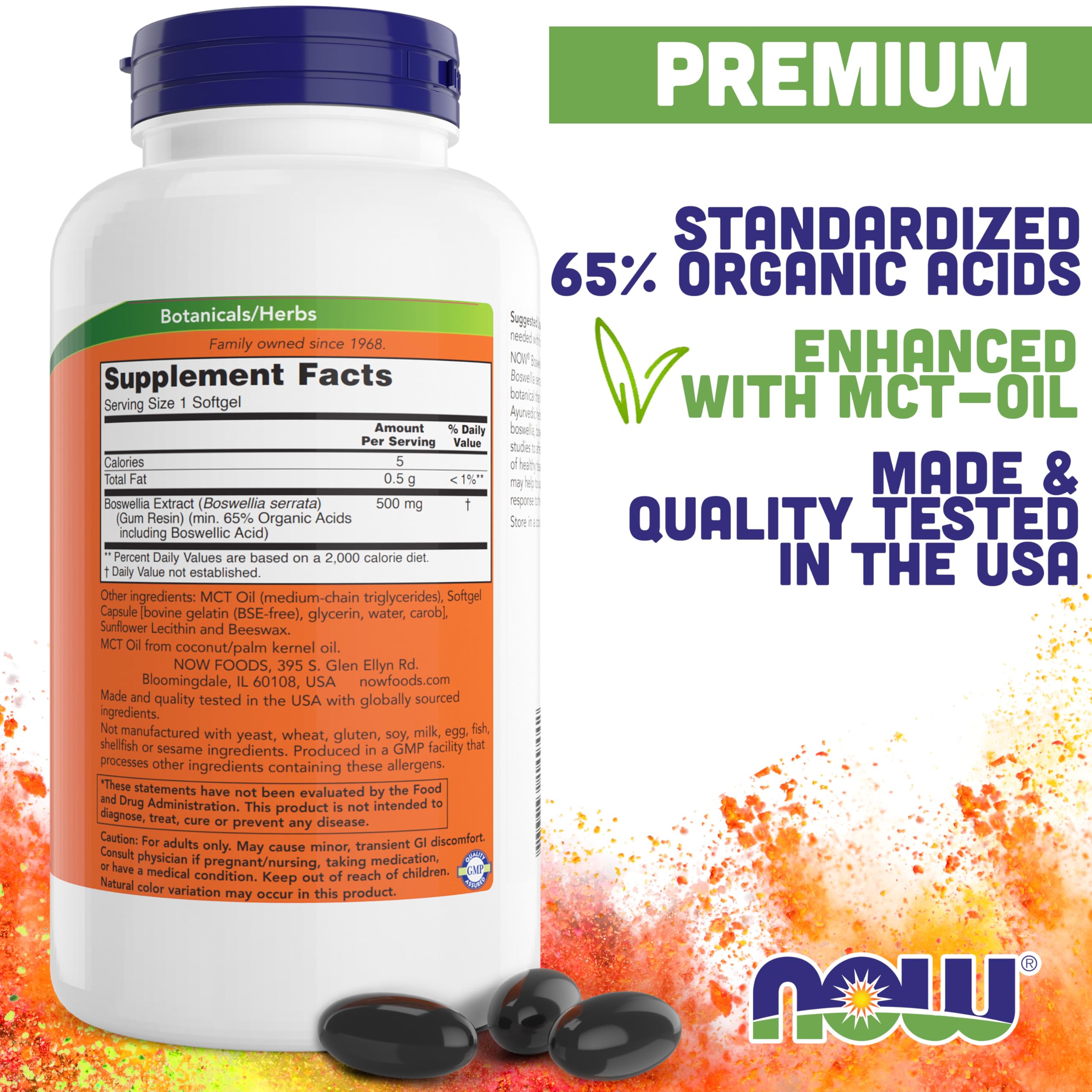 NOW Foods primer plano de textura de softgel que facilita la deglución