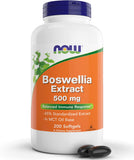 NOW Foods frasco frontal de Boswellia 200 softgels mostrando diseño y cantidad