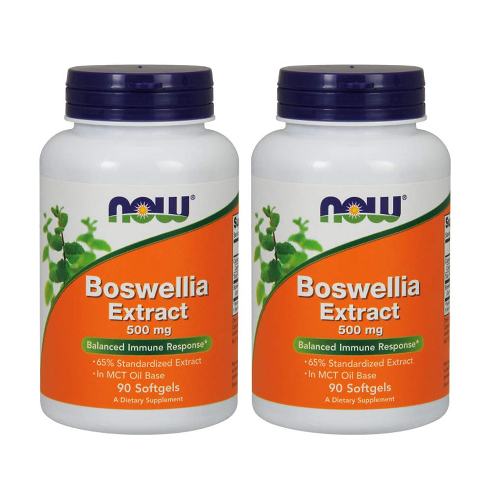 NOW Foods frasco frontal mostrando Boswellia 500 mg, presentación doble y ahorro