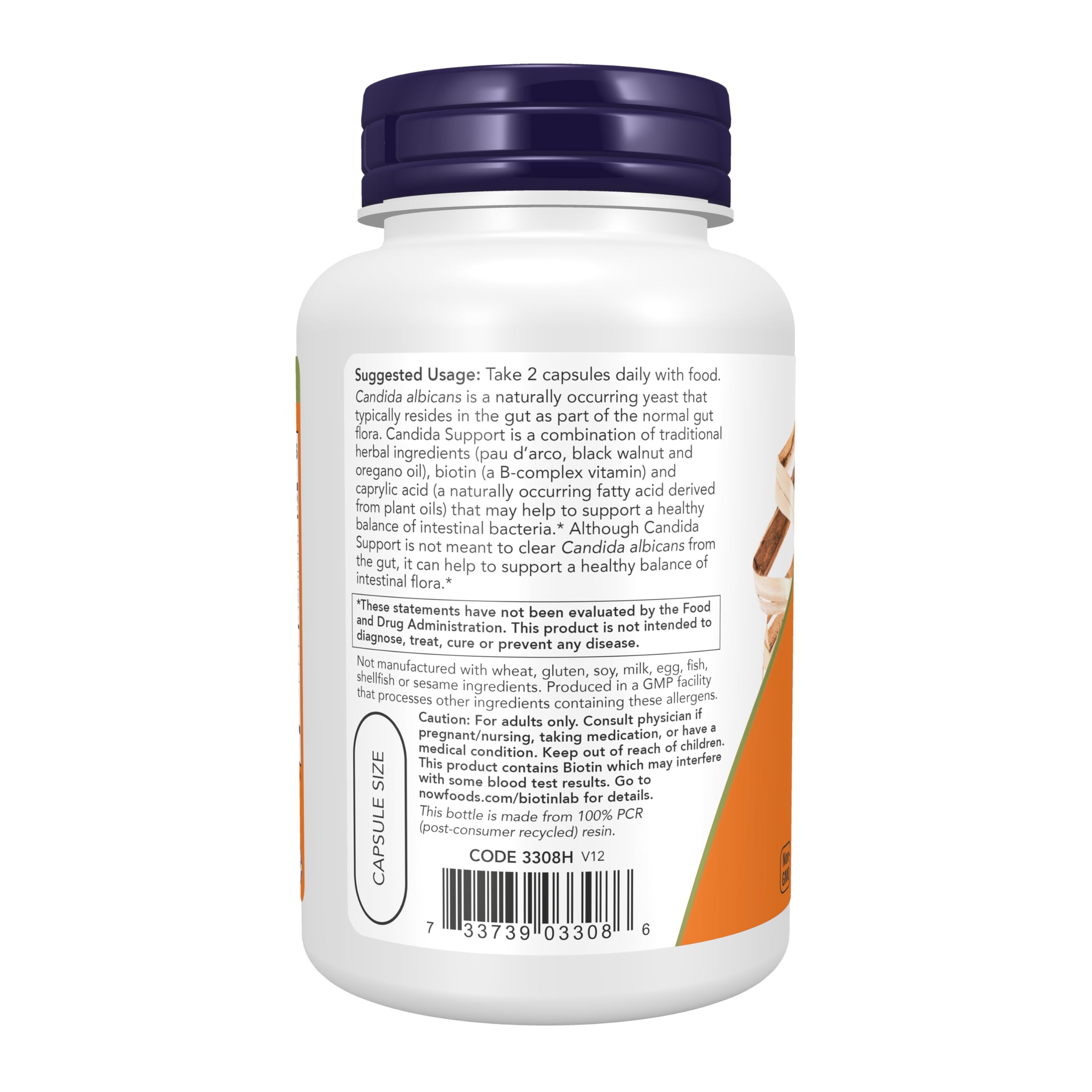 NOW Foods mano sosteniendo frasco de 90 cápsulas para visual de escala