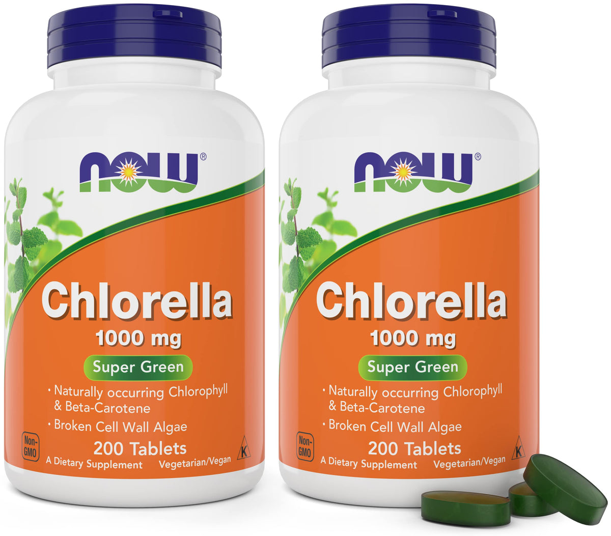 NOW Foods frasco frontal mostrando el pack doble y beneficios veganos
