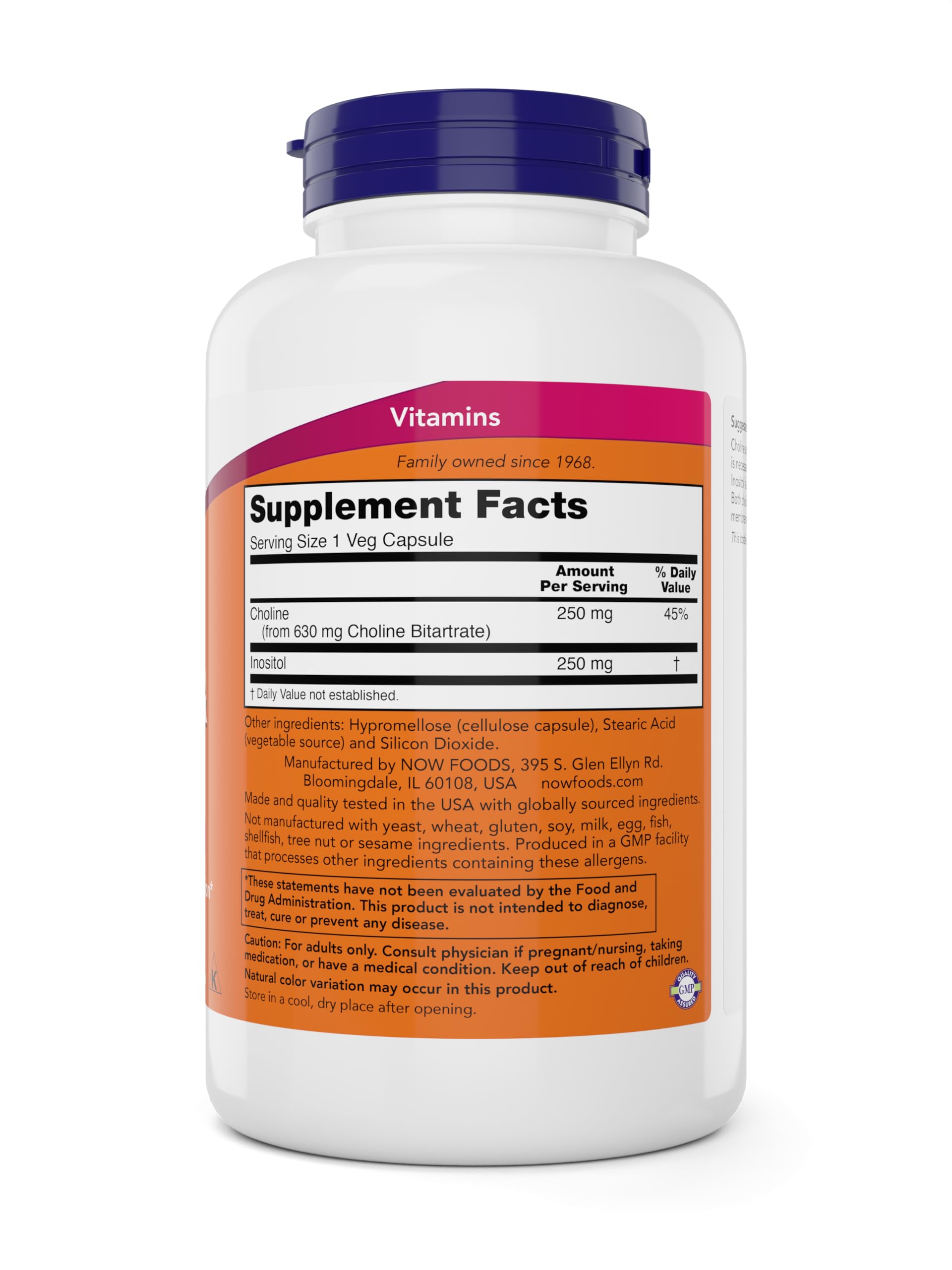 NOW Choline & Inositol empaque del pack de 2 resaltando 360 días