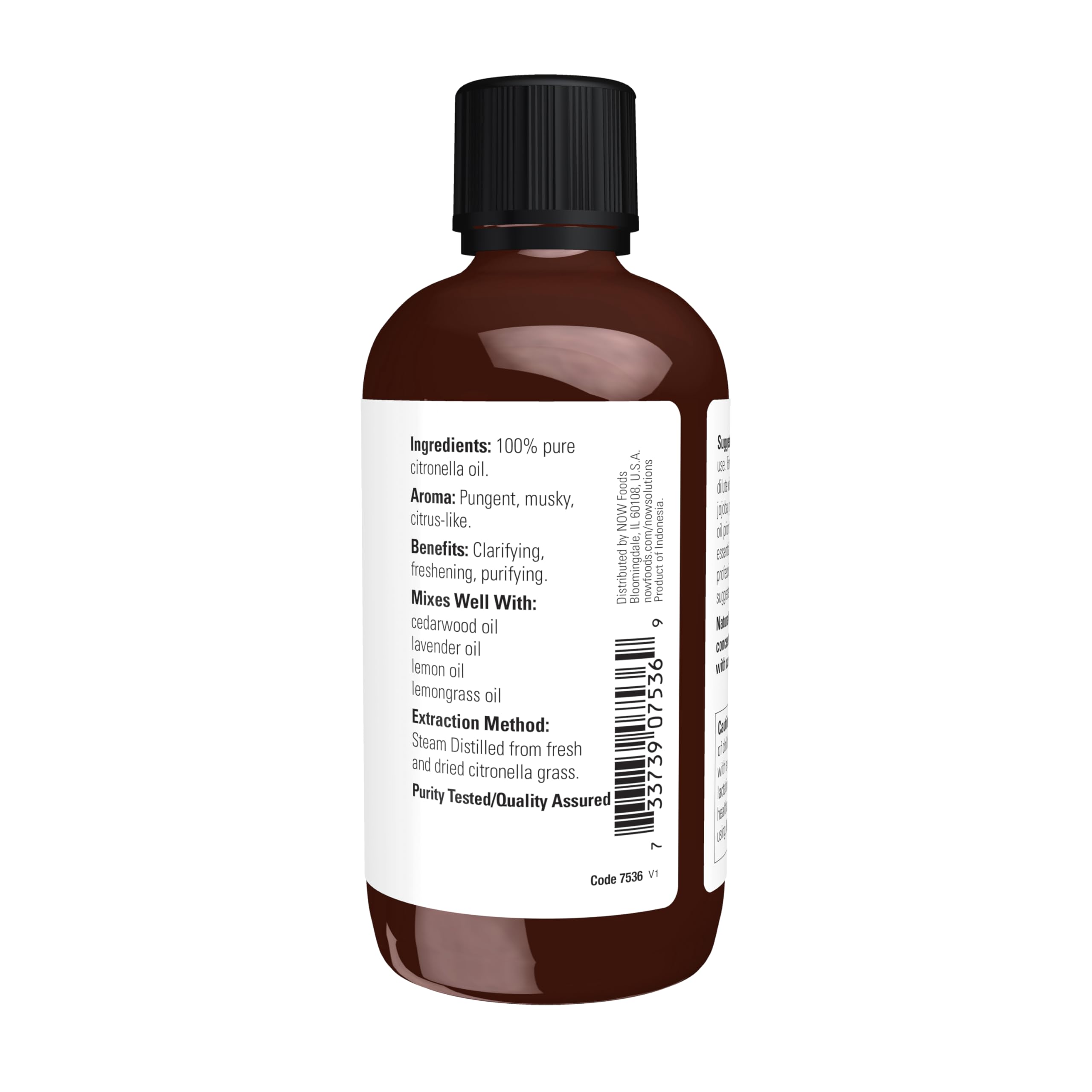 NOW Citronela detalle del frasco y tapa resistente para seguridad infantil