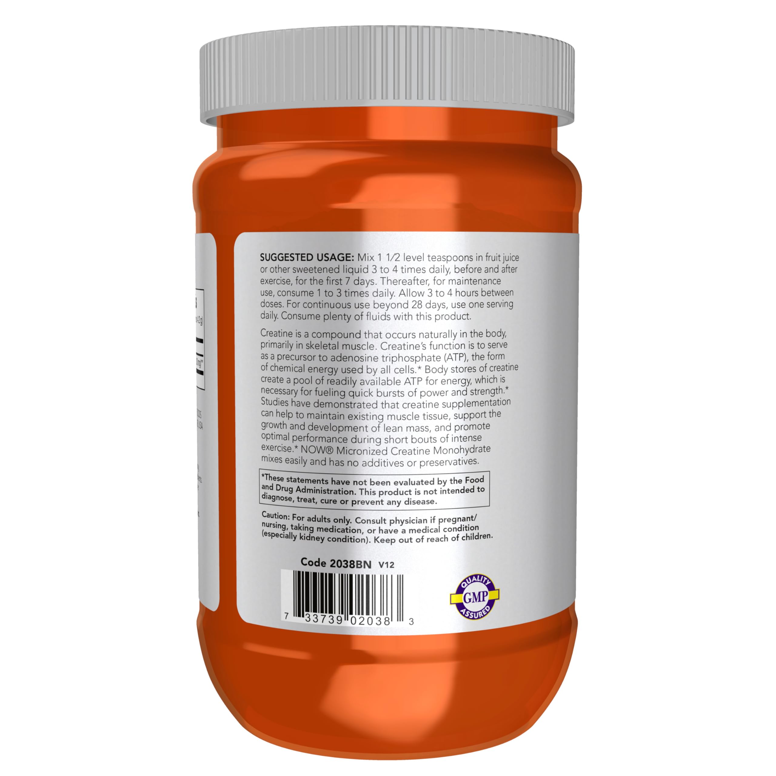 NOW Foods polvo en cucharilla, creatina micronizada para disolver rapido