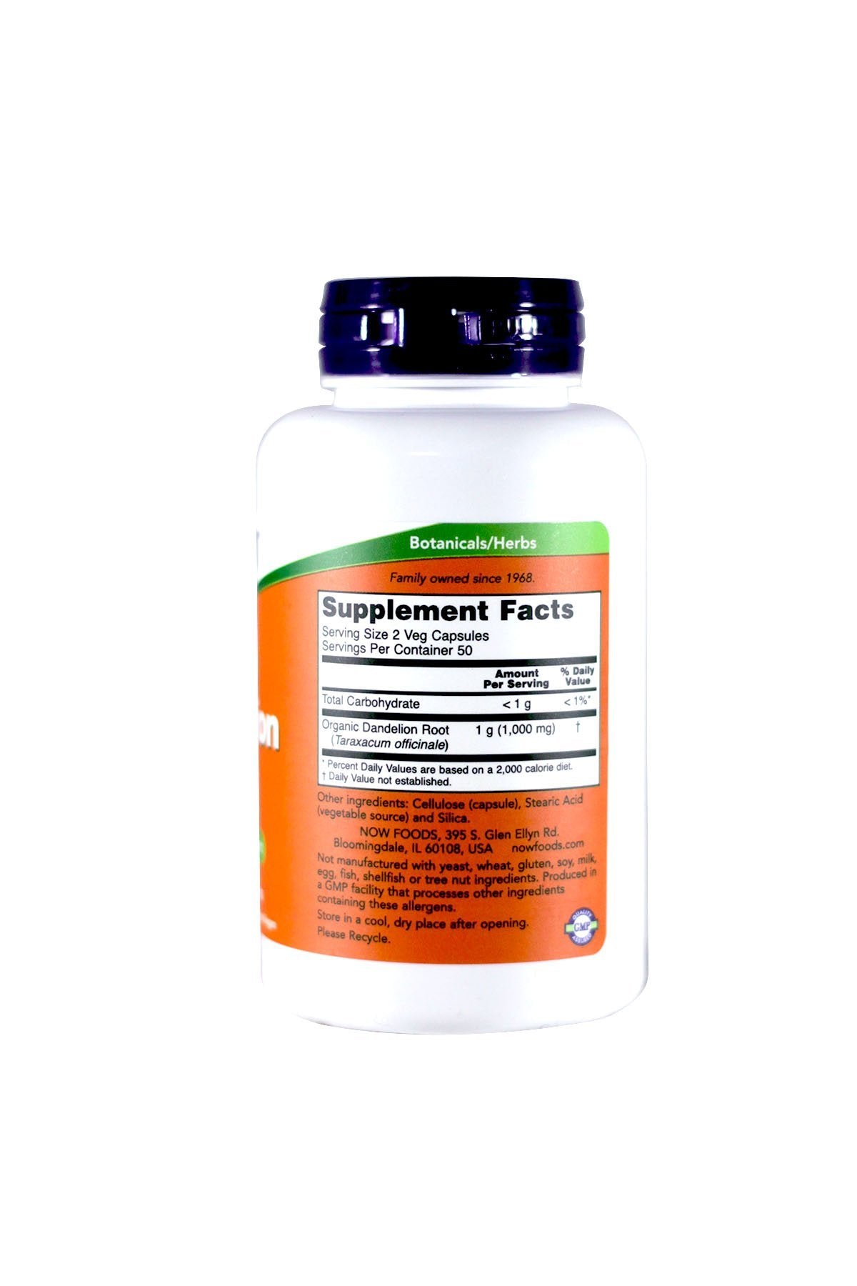 NOW Foods frasco junto a cinta métrica para comparar tamaño y cantidad del pack