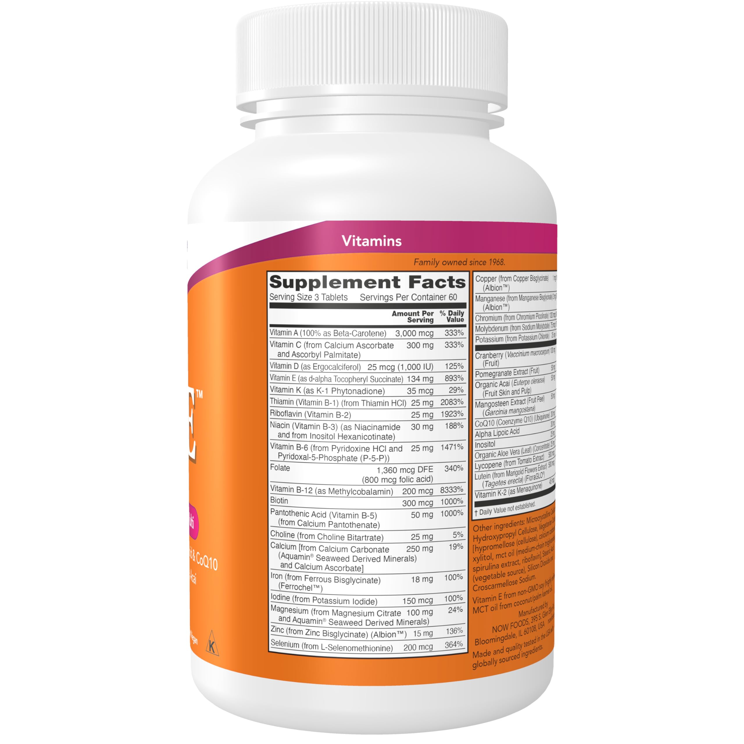 Close-up de tabletas NOW Eve mostrando textura y tamaño para mejor tolerancia