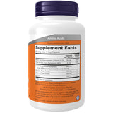 Now Foods primer plano de cápsula vegetal y textura que destaca la formulación con glicina, taurina e inositol