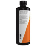 NOW Foods botella abierta vertiendo aceite sobre cuchara, fácil dosificación
