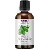 NOW Foods aceite de menta frontal mostrando el envase y lectura clara
