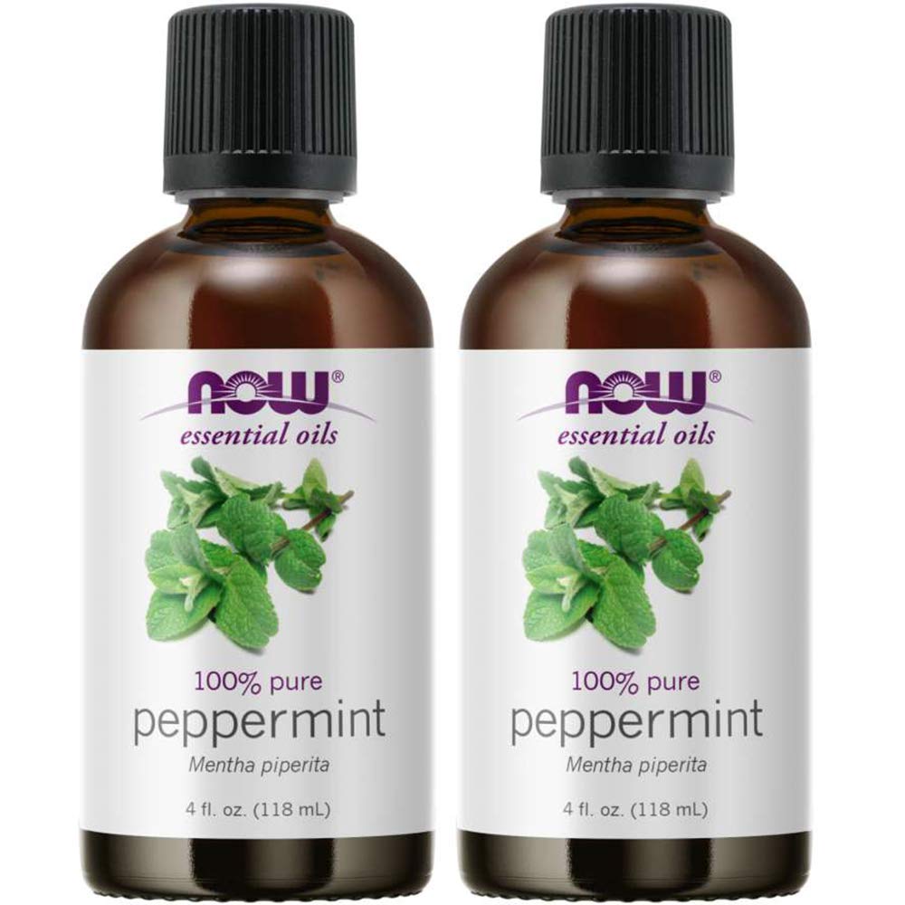 NOW Foods botella frontal mostrando aceite de menta para aromaterapia