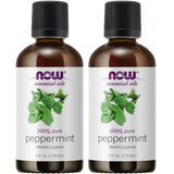 NOW Foods botella frontal mostrando aceite de menta para aromaterapia