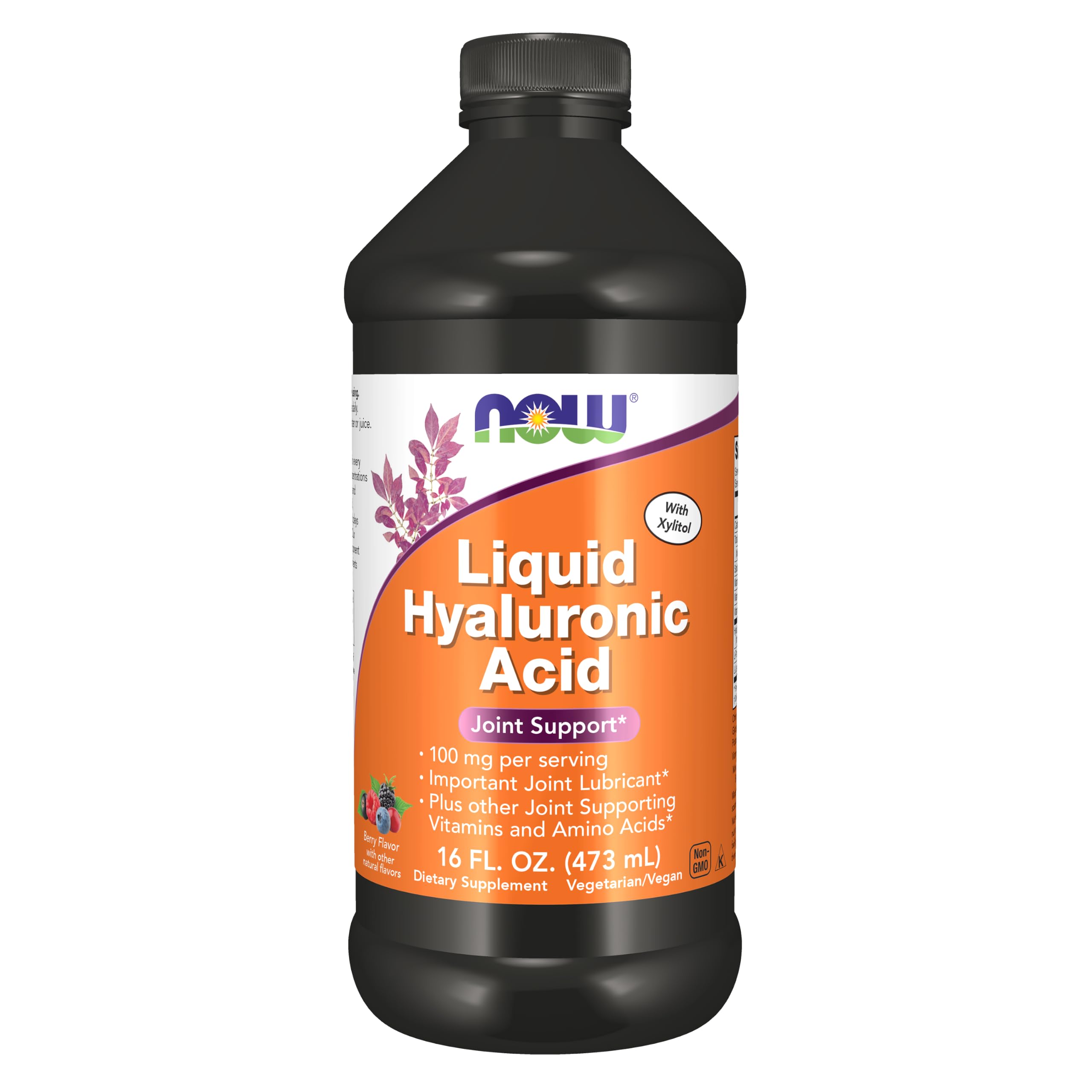 NOW Foods botella frontal sabor berry con 100 mg por servicio