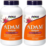 NOW Foods frasco frontal del multivitamínico ADAM, presentación doble y ventaja de dosis diaria