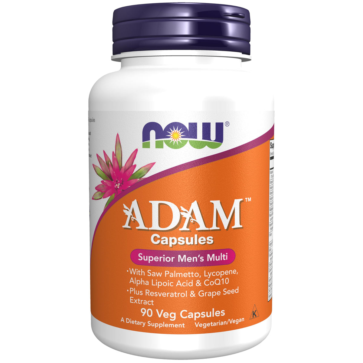 NOW Foods ADAM frente del envase mostrando etiquetas y beneficios