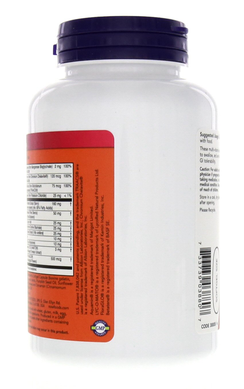 NOW Foods Adam tabla nutricional mostrando dosis y porciones
