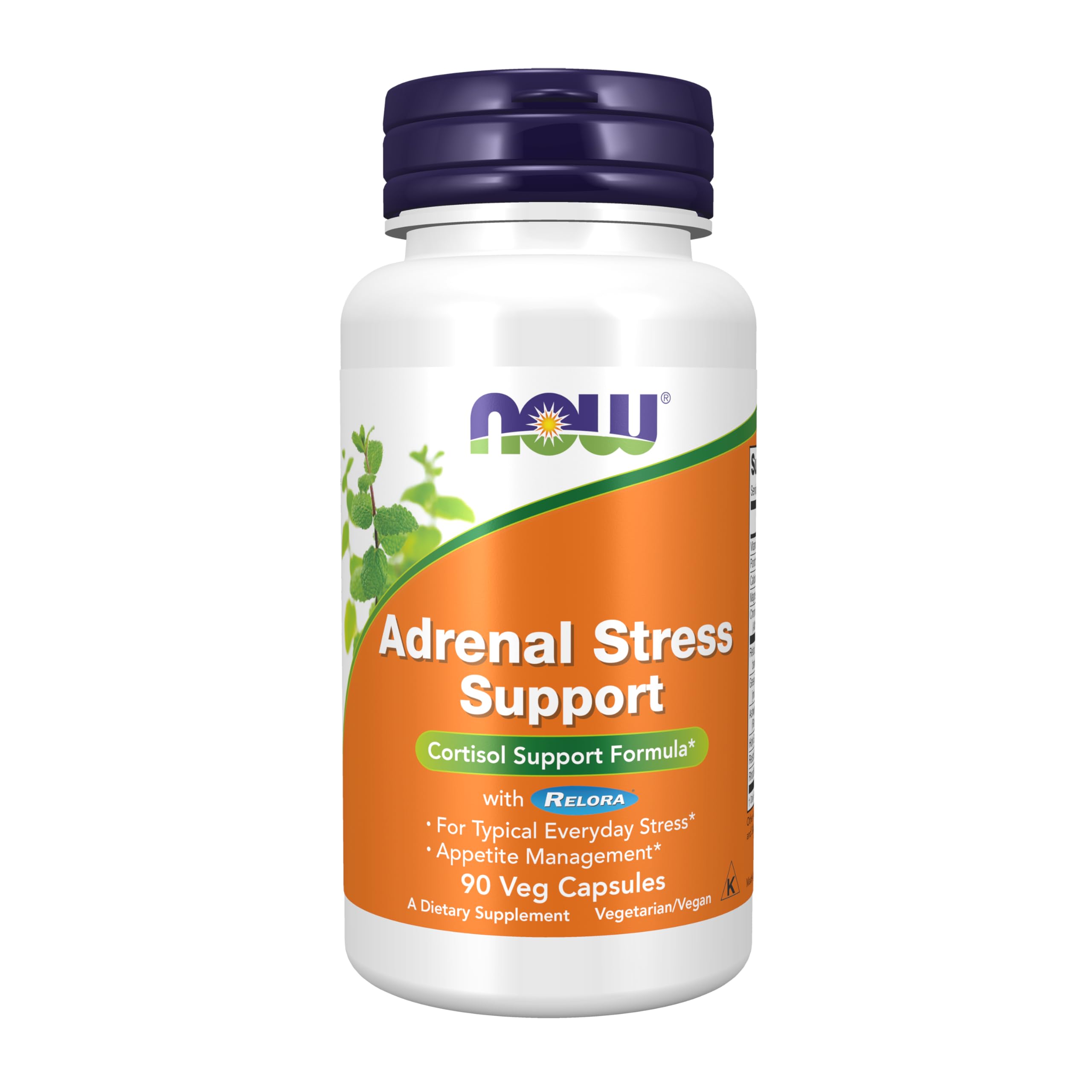 NOW Foods frasco frontal mostrando 90 cápsulas y beneficios visibles