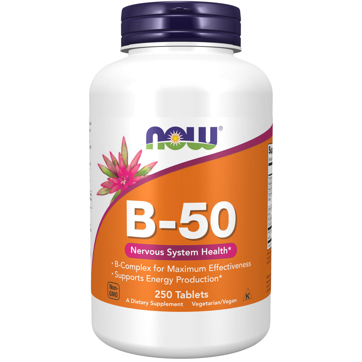 NOW Foods bote frontal mostrando etiqueta y beneficios del complejo B
