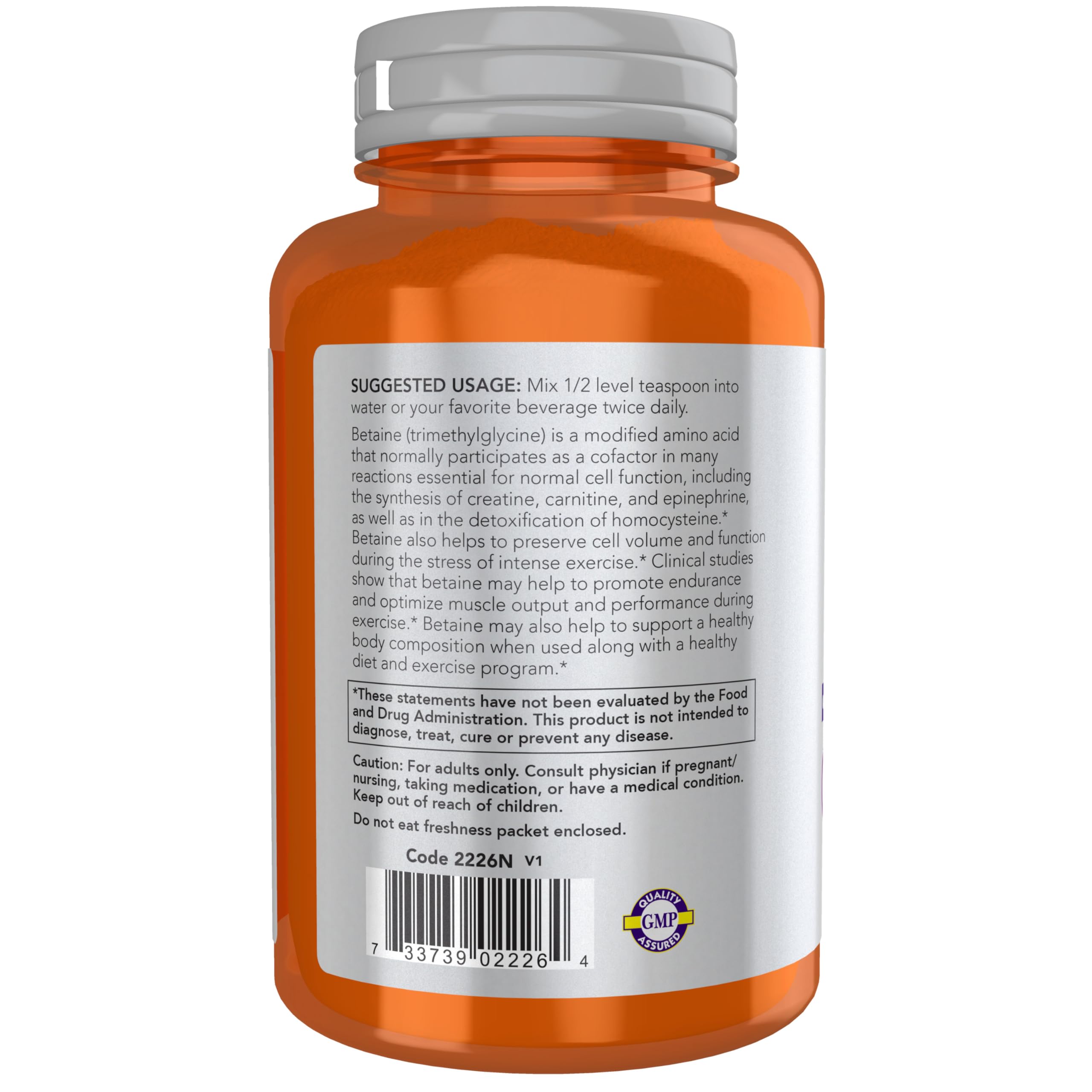 NOW Foods betaine mezclada en un batido, uso práctico para rendimiento deportivo
