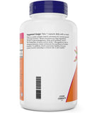NOW Foods cápsula vegetal en primer plano, fácil de tragar y tamaño medio