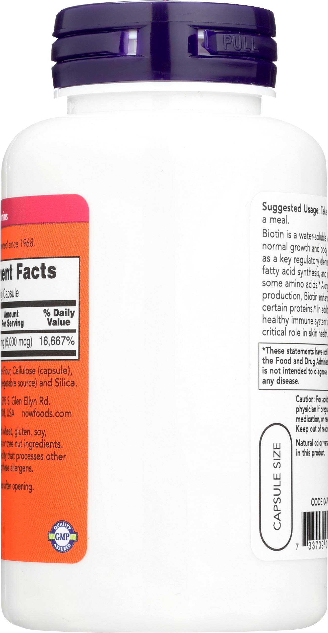 NOW Foods etiqueta detallada con información de dosis y ingredientes