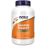 NOW Foods envase frontal mostrando 180 cápsulas y beneficios de equilibrio intestinal