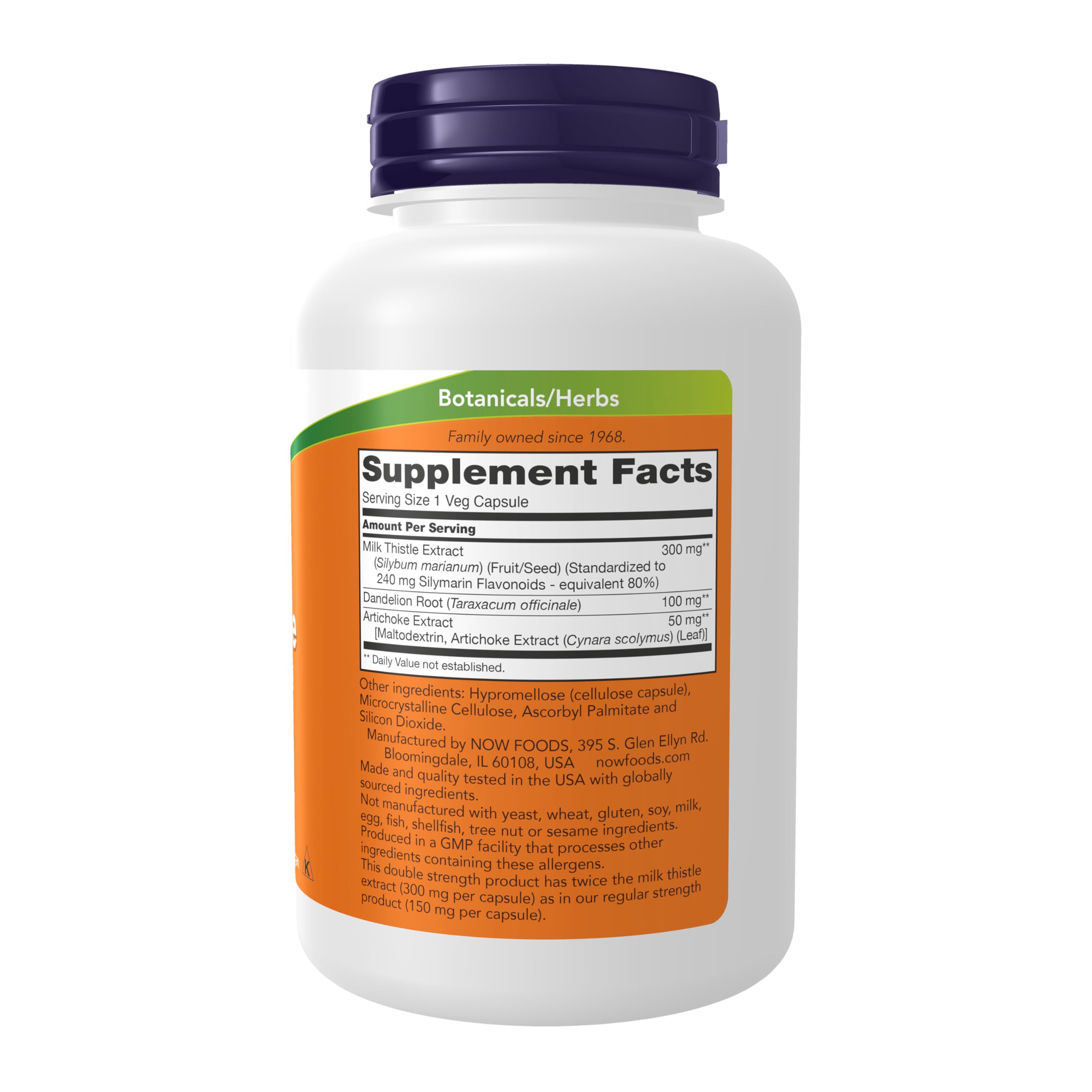 NOW Foods primer plano de cápsula vegetal, textura y tamaño apreciables
