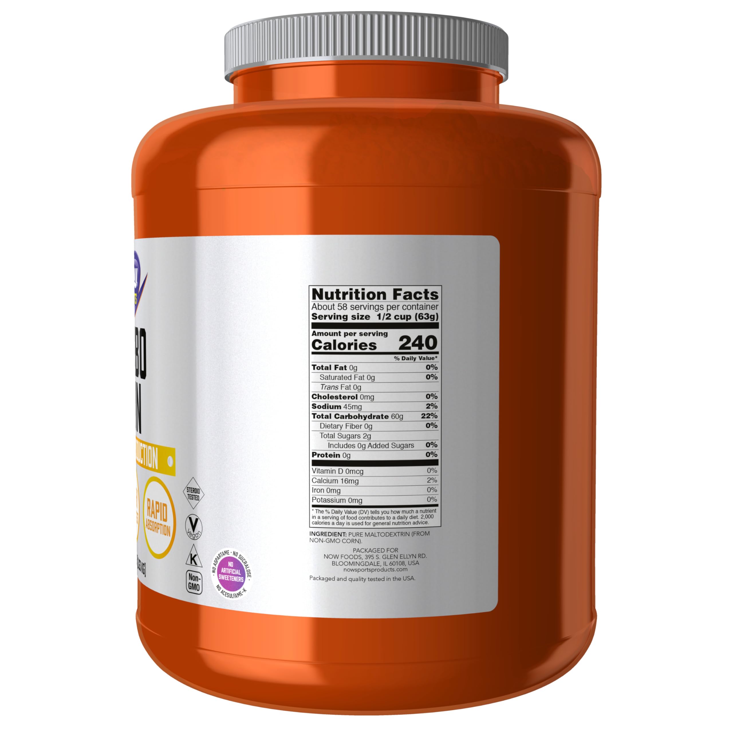 NOW Foods polvo de maltodextrina textura fina que facilita mezcla rápida