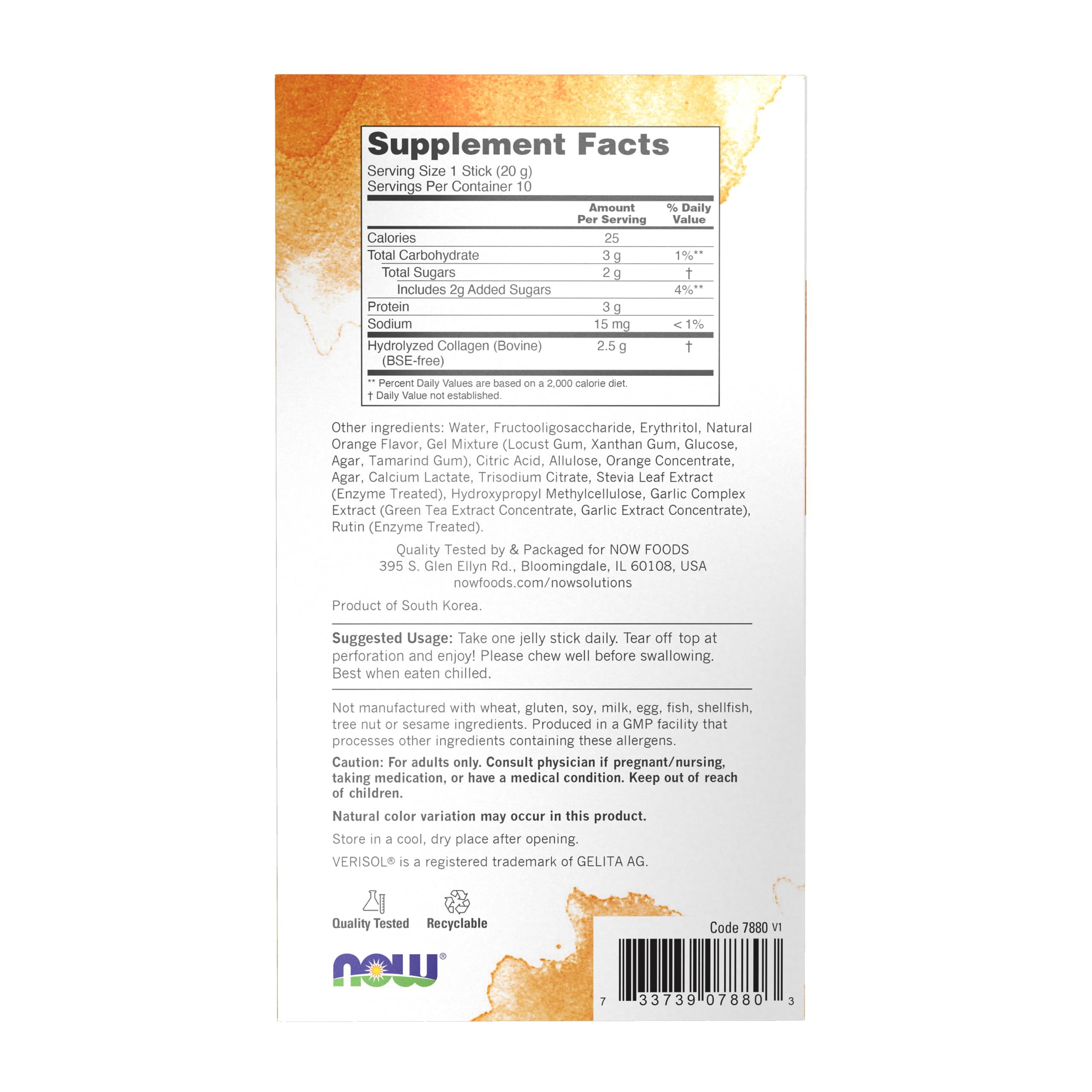 NOW Foods stick en mano, muestra tamaño portable y dosis práctica