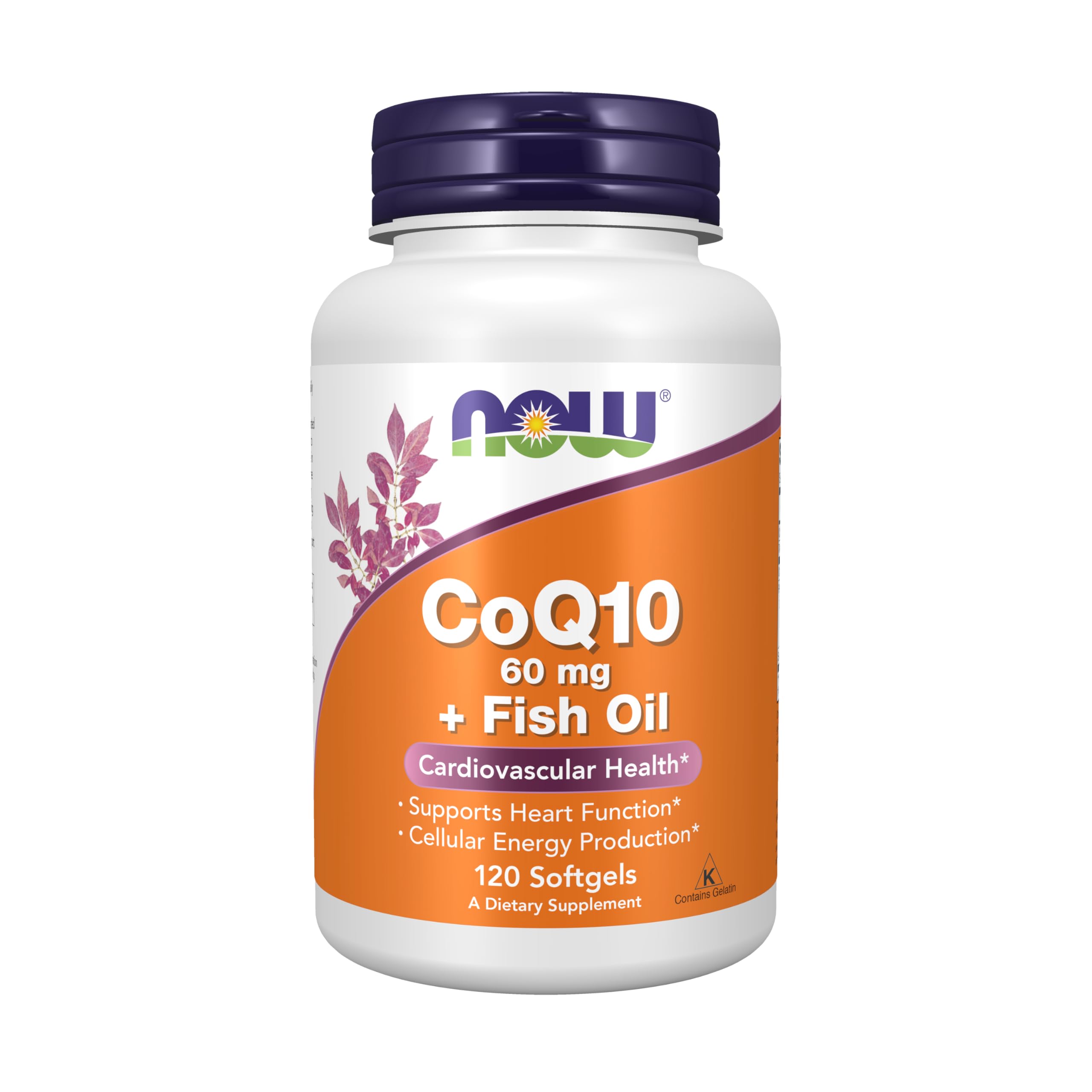 NOW Foods frente del empaque mostrando 120 softgels y beneficios clave
